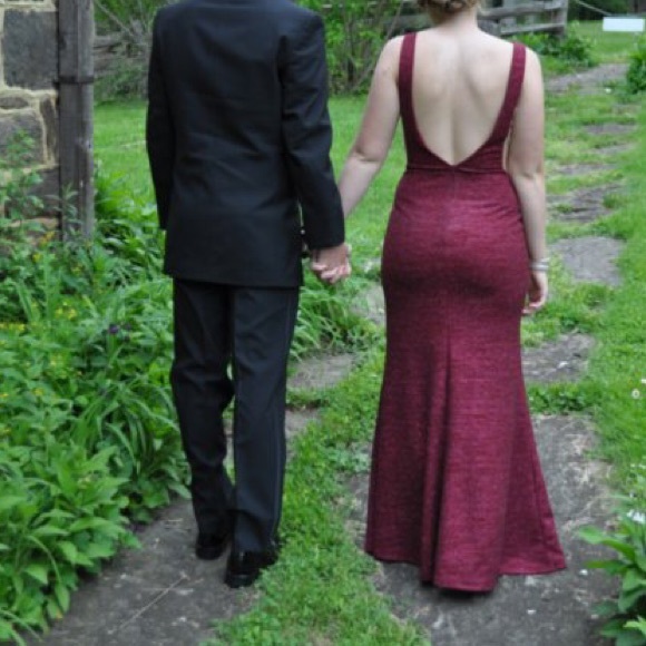 Jovani Red/ Wine Sparkly Prom Dress 45811 - Picture 3 of 8